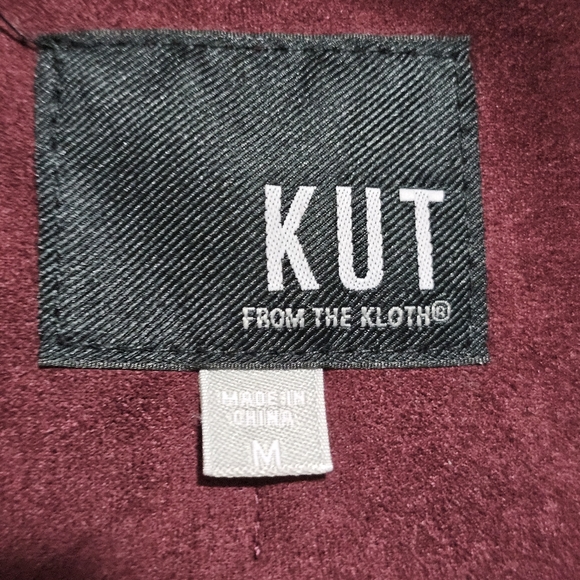 Kut Faux Suede Jacket Burgundy Open Front Womens Medium - Picture 6 of 11